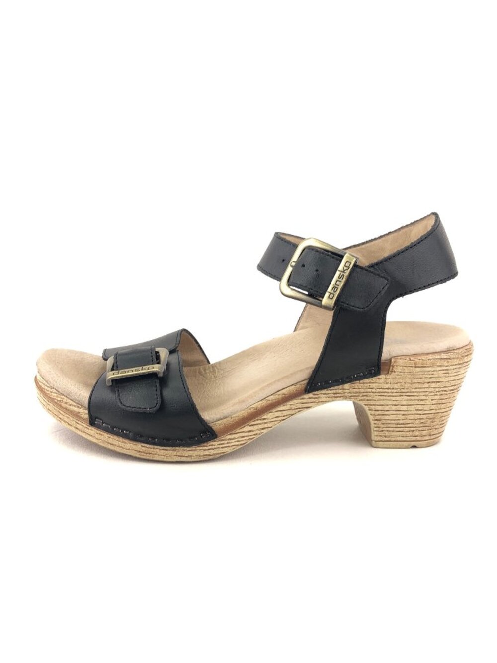 Dansko Matty Black Leather Heeled Sandals EUR 38